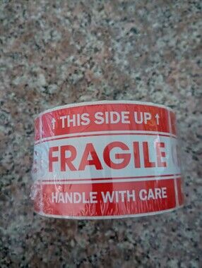 Fragile Handle With Care Warning Tape - Red & White, Sealed, 2x3